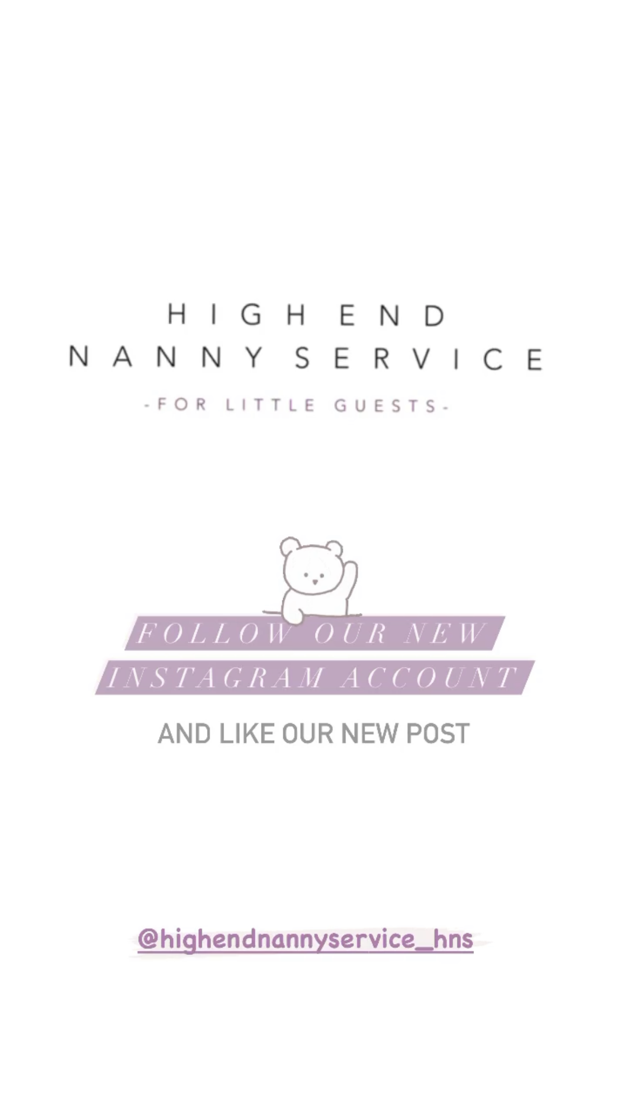 Our new High End Nanny Service Instagram account